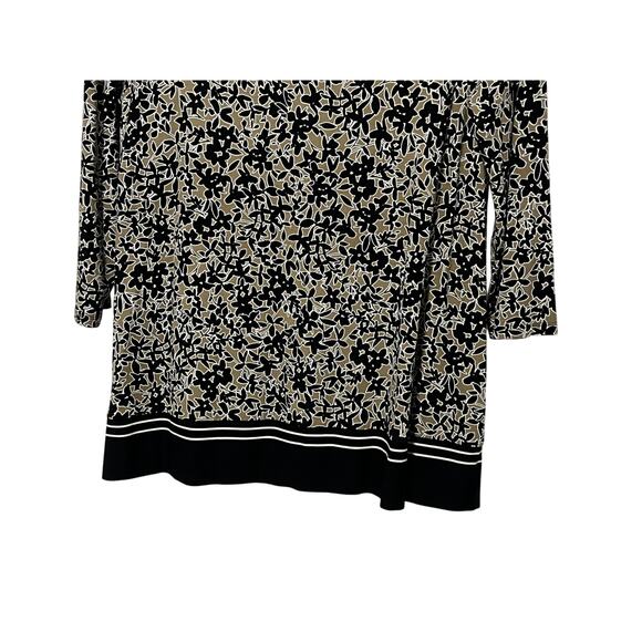 J. JILL WOMENS TOP SZ SMALL V-NECK FLORAL PRINT WEAREVER COLLECTION BLACK BROWN - Picture 7 of 10